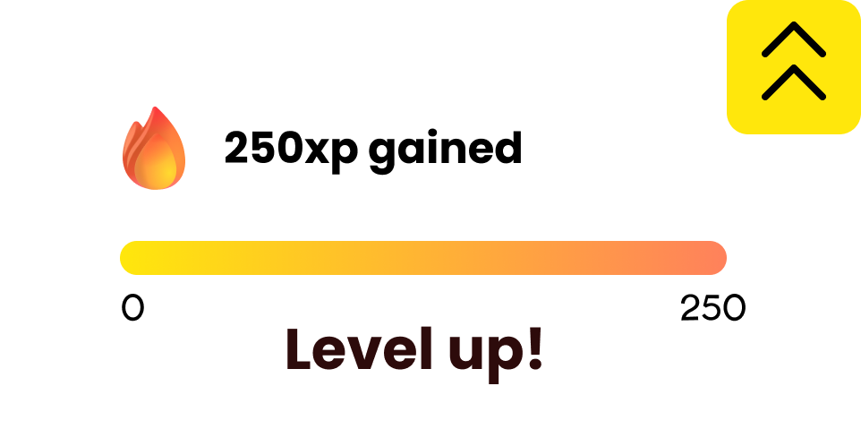SnapFit feature illustration showing exercise logging, XP gain, and leveling up